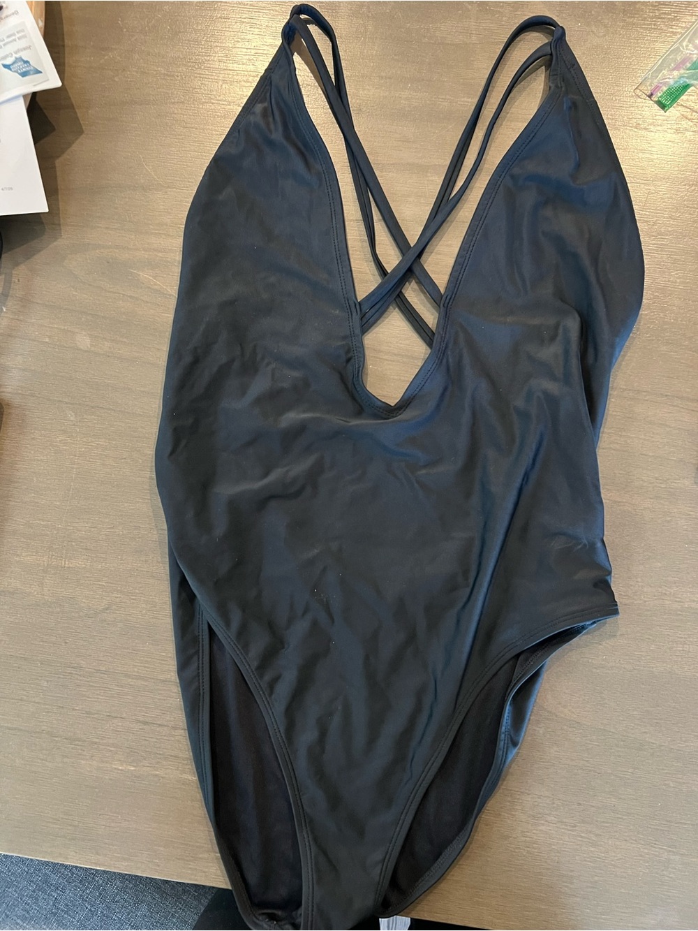 Black Strappy One-Piece Swimsuit
